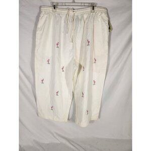 NWT Palm Grove Womens Plus Capri Pants Flamingo Beach Resort 2X
